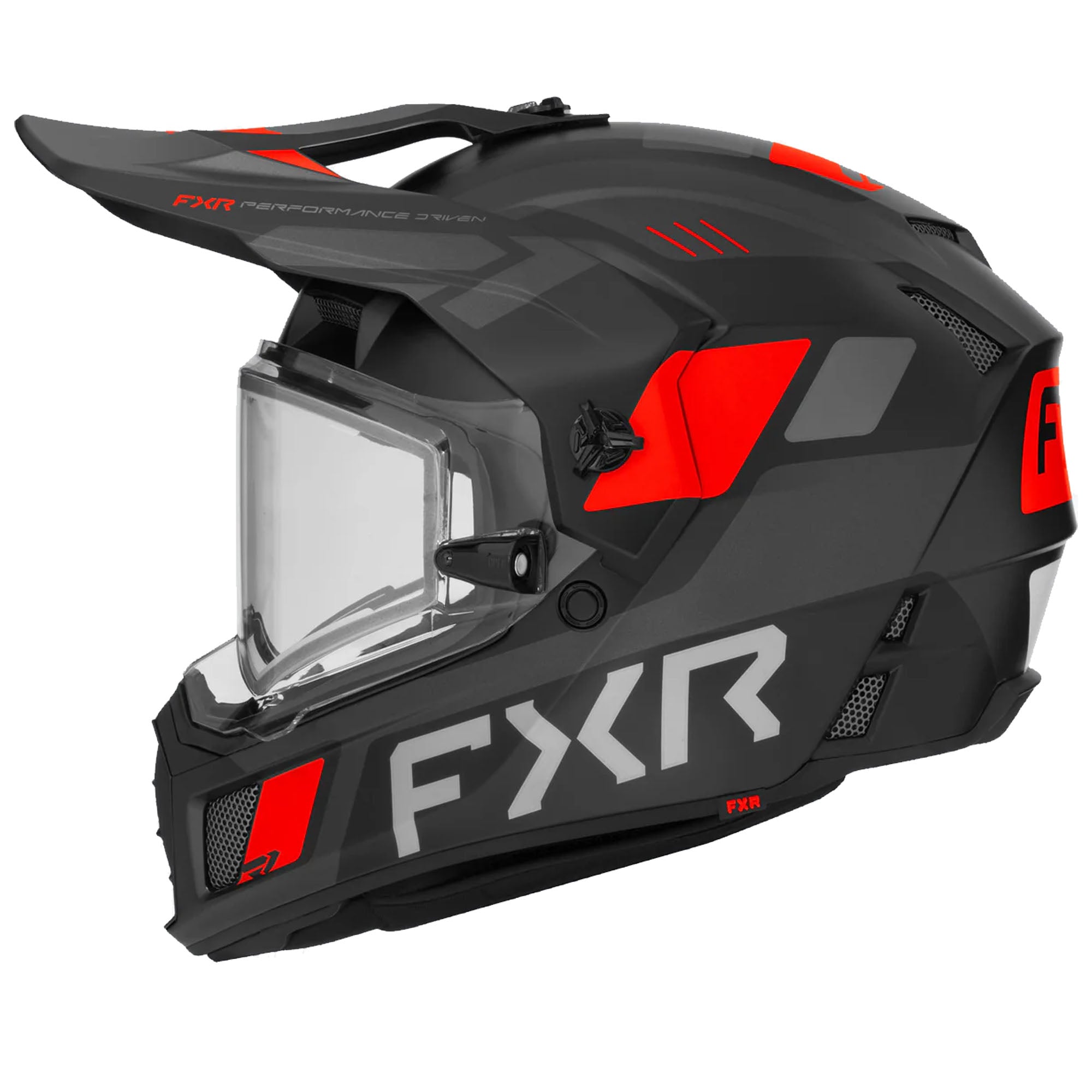 FXR Clutch X Helmet w Electric Shield Heated Light Quick-Release Black Red FMVSS 218