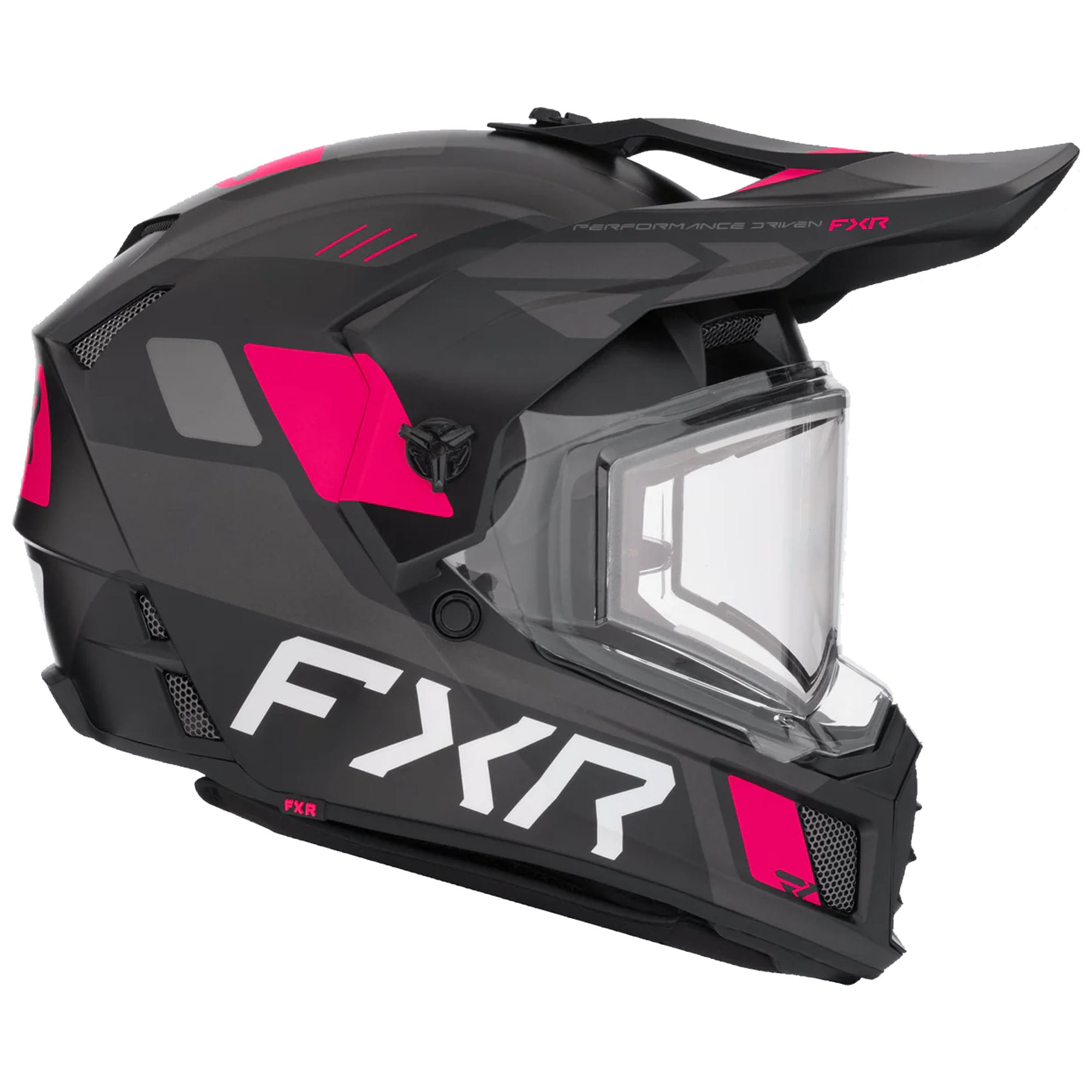 FXR Clutch X Helmet w Electric Shield Heated Light Quick-Release Black Razz FMVSS 218