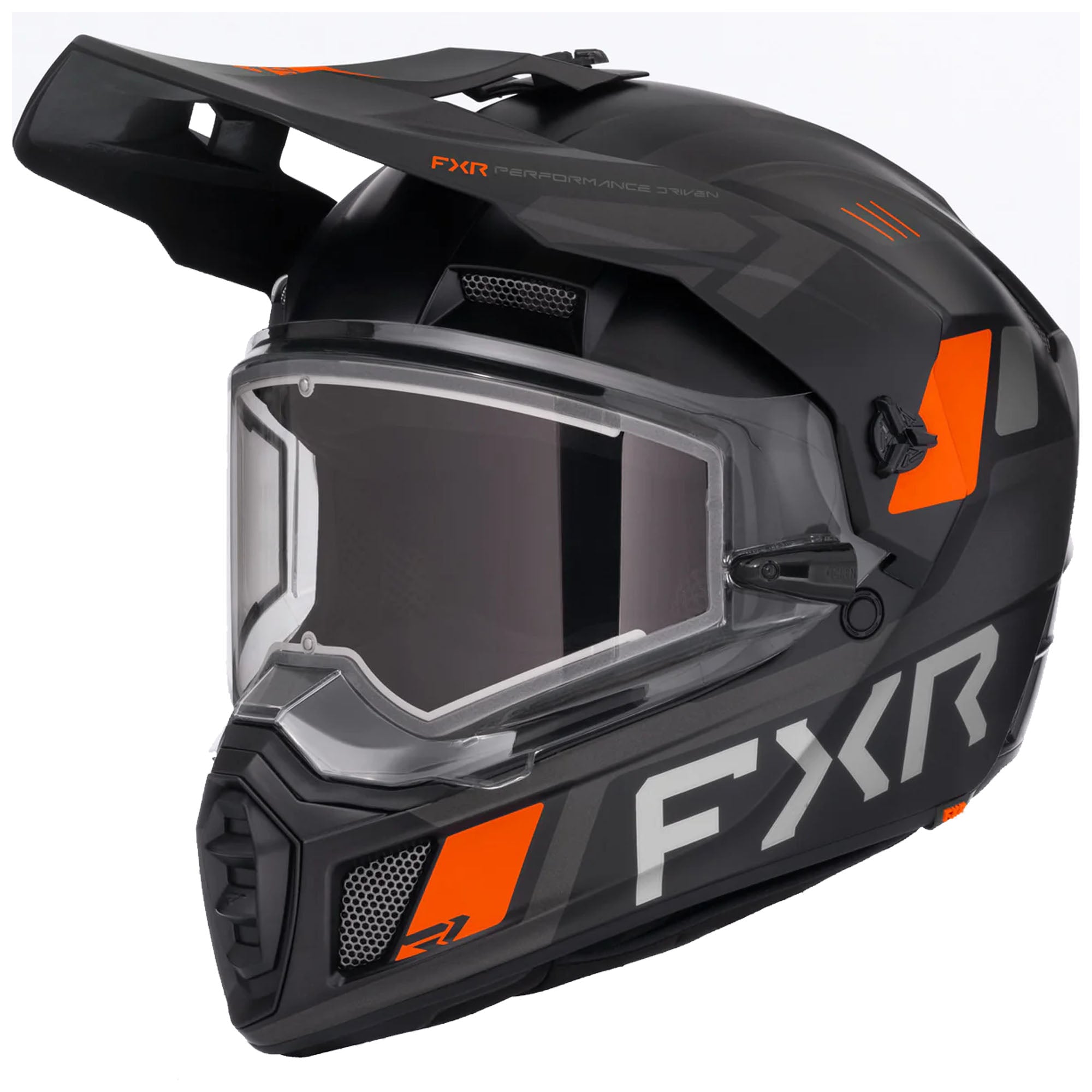 FXR Clutch X Helmet w Electric Shield Heated Light Quick-Release Black Orange FMVSS 218