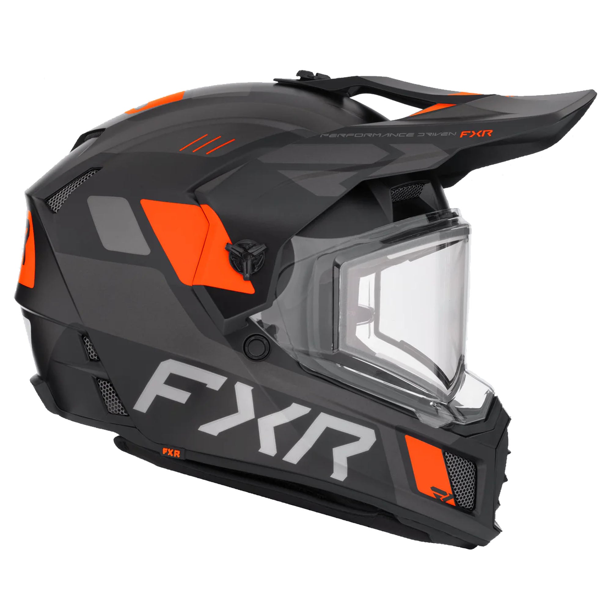 FXR Clutch X Helmet w Electric Shield Heated Light Quick-Release Black Orange FMVSS 218