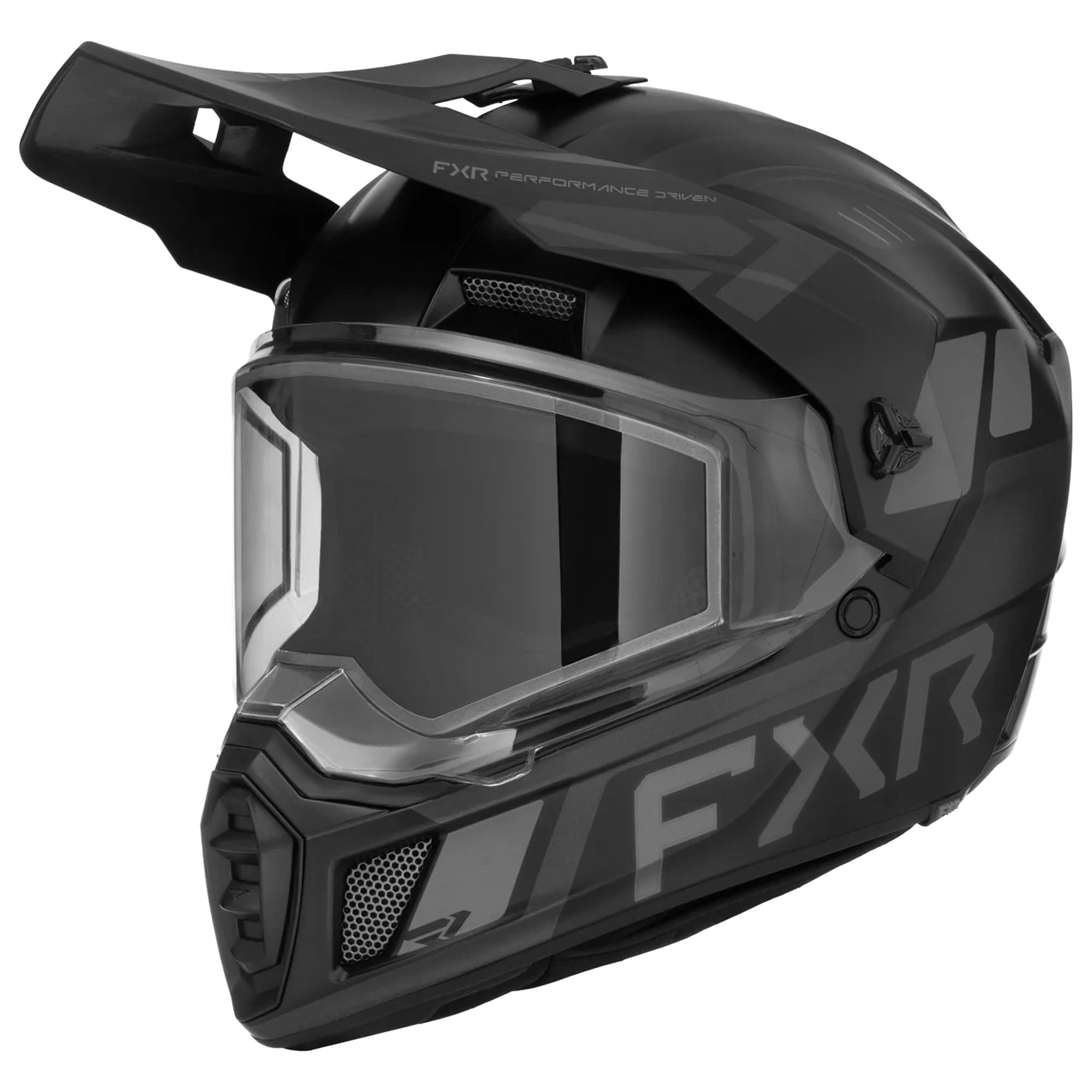 FXR Clutch X Helmet w Dual Shield Lightweight Quick-Release Vented Black Ops FMVSS 218