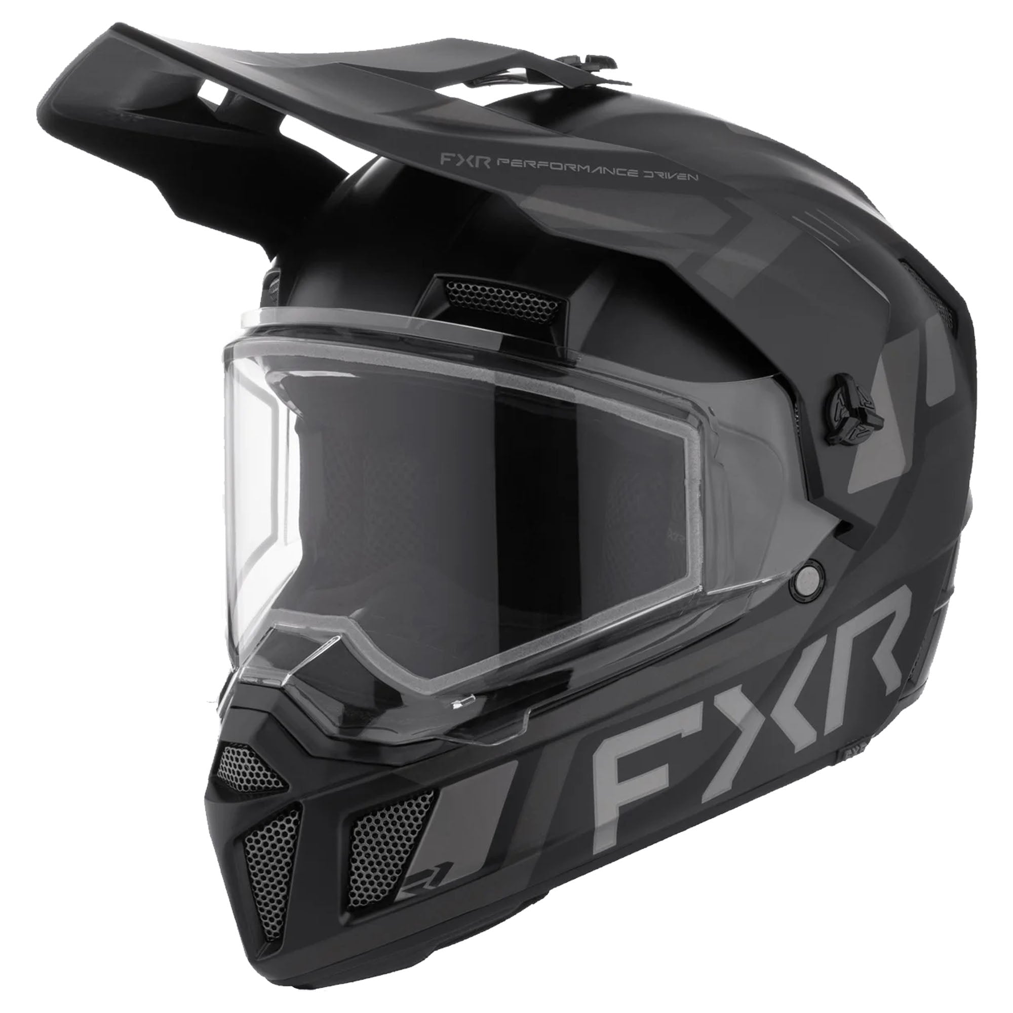 FXR Youth Clutch X Helmet w Dual Shield Quick Release Dual Density EPS Black Ops FMVSS