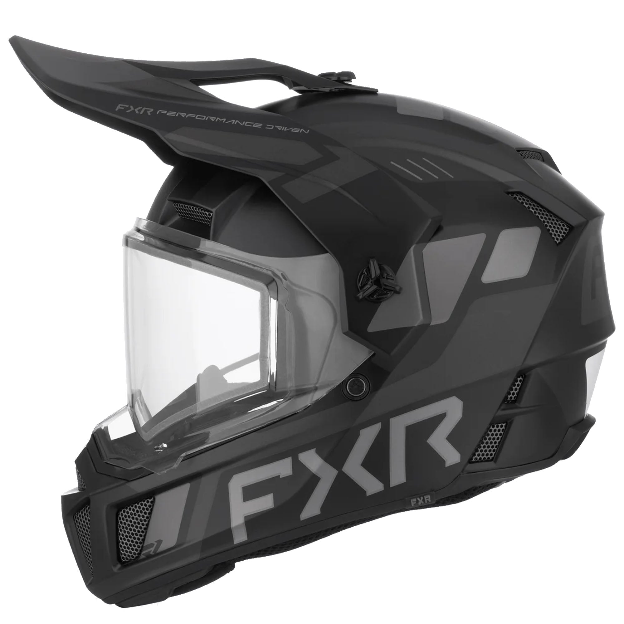 FXR Youth Clutch X Helmet w Dual Shield Quick Release Dual Density EPS Black Ops FMVSS