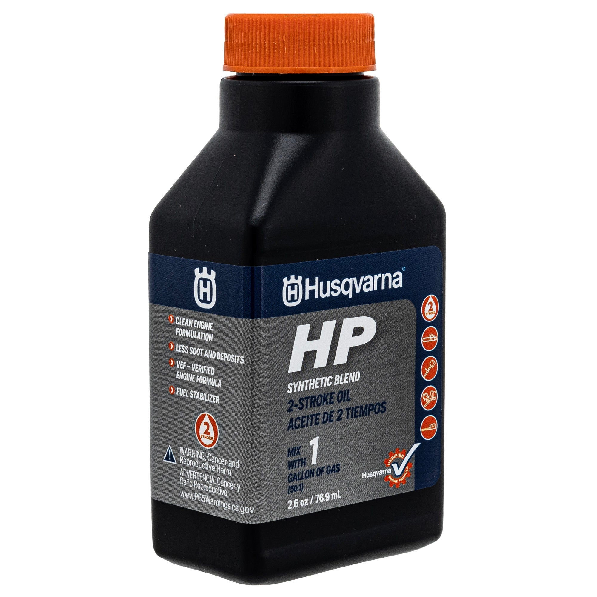 Husqvarna 1HP 2 Stroke Cycle HP High Performance Oil of 2.6oz Bottles 50:1