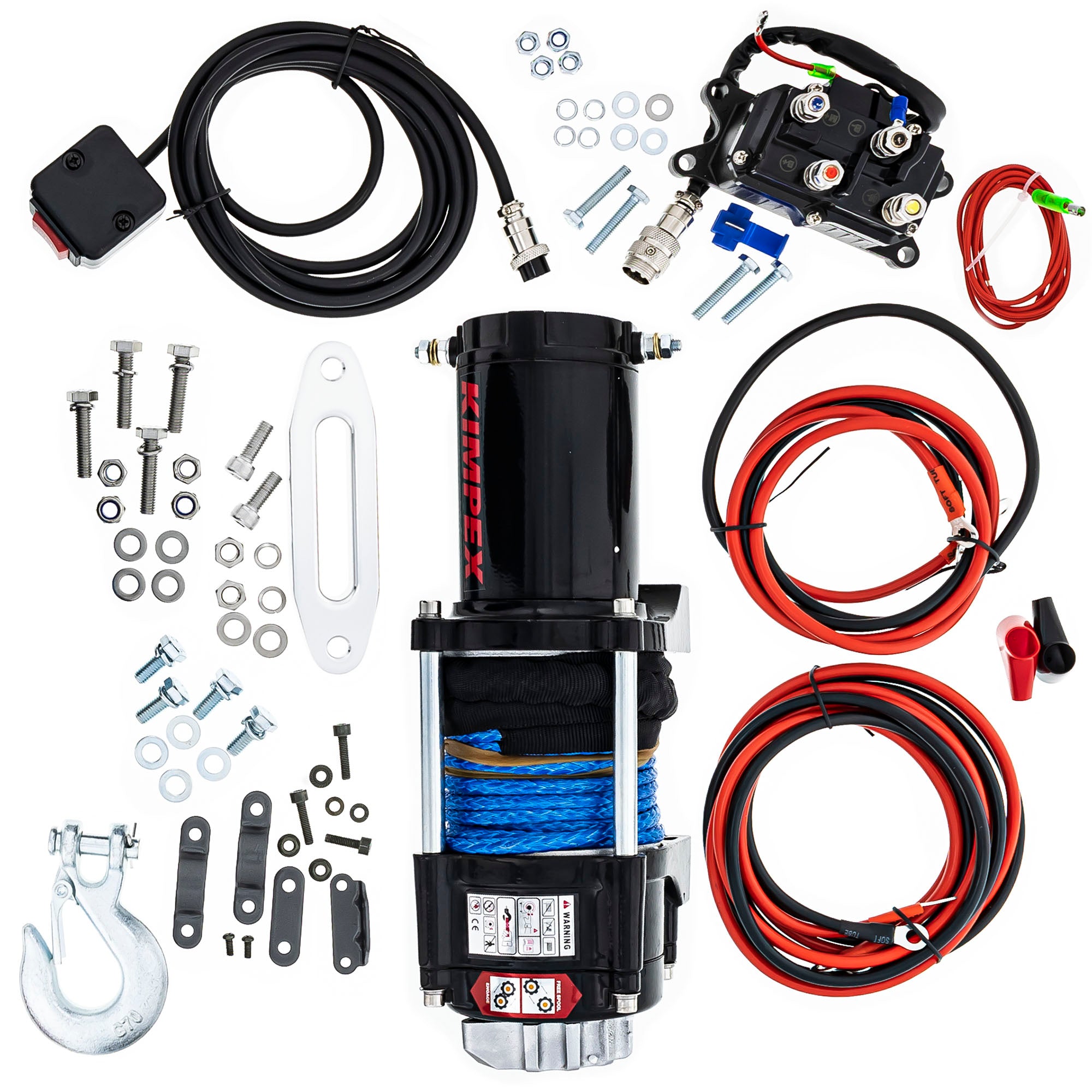 Kimpex 458243 2500 lbs Winch IP 67 Kit w/ Synthetic Rope