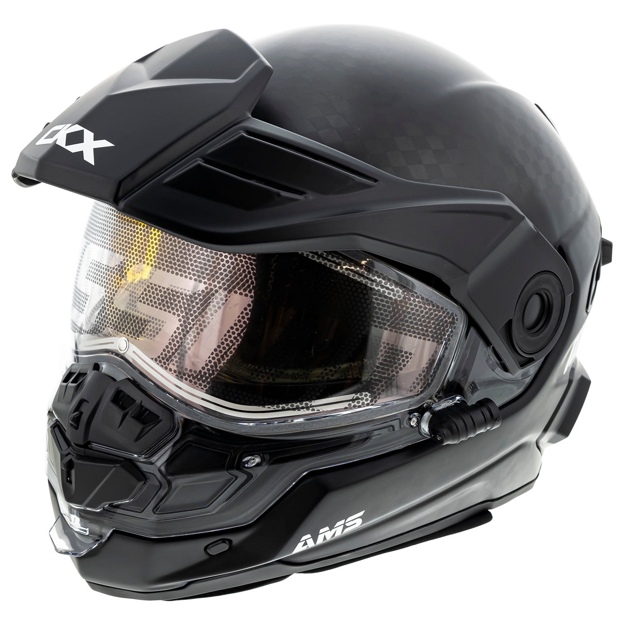 CKX Mission Carbon Fiber Snowmobile Helmet with Electric Shield Carbon Fiber