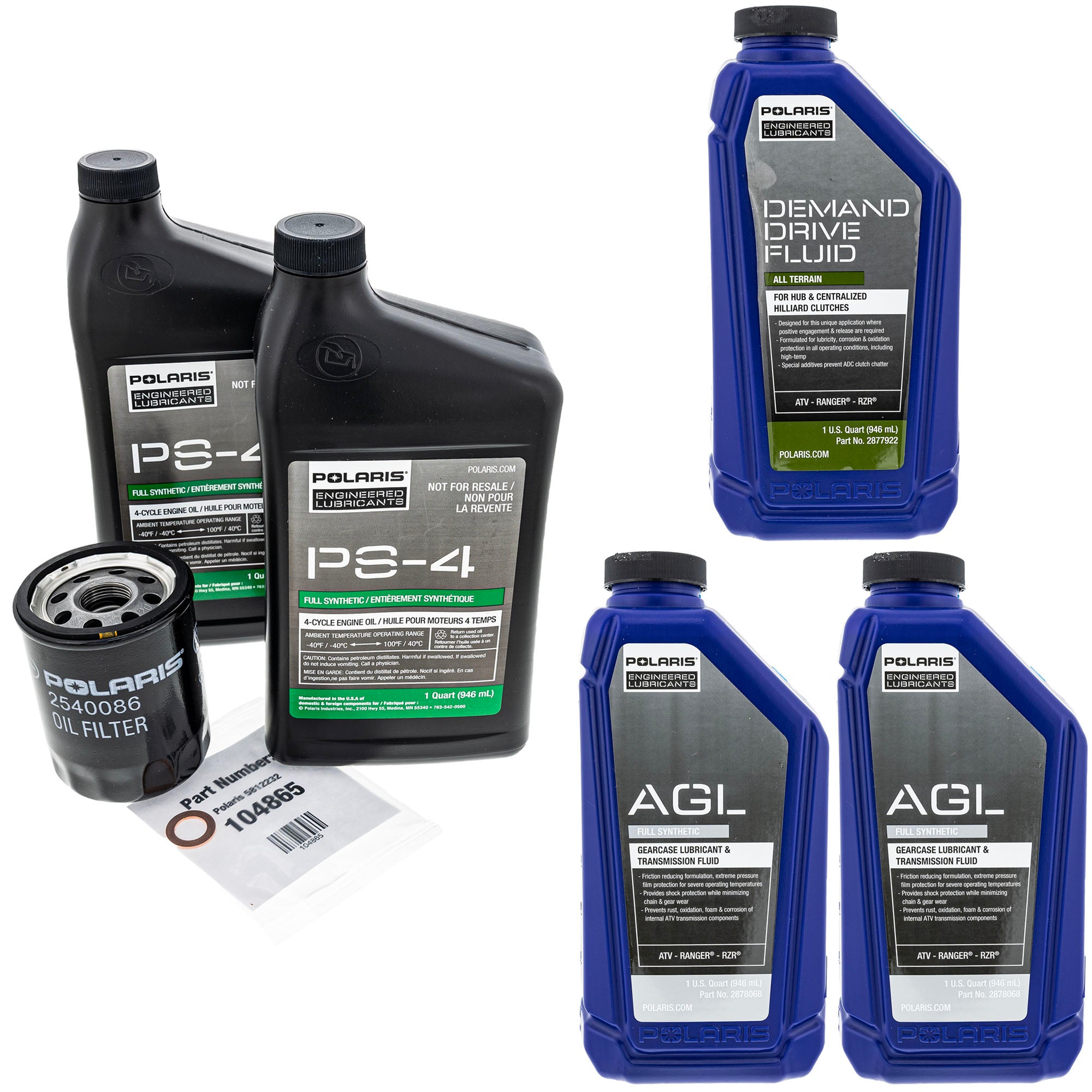 Polaris FKFSK20087 PS 4 Full Service Oil Change Kit with Filter