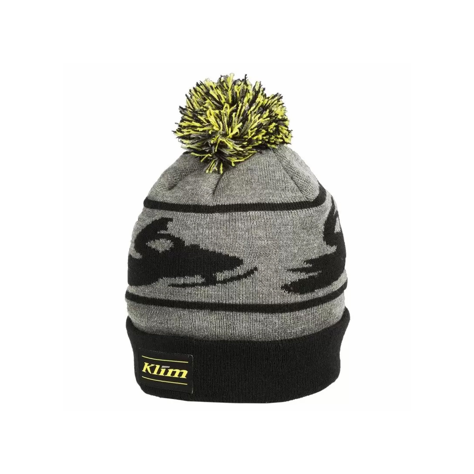 Klim Bomber Beanie Traditional Cuff Style Poofy Topper Micro-Injected Logo - One Size