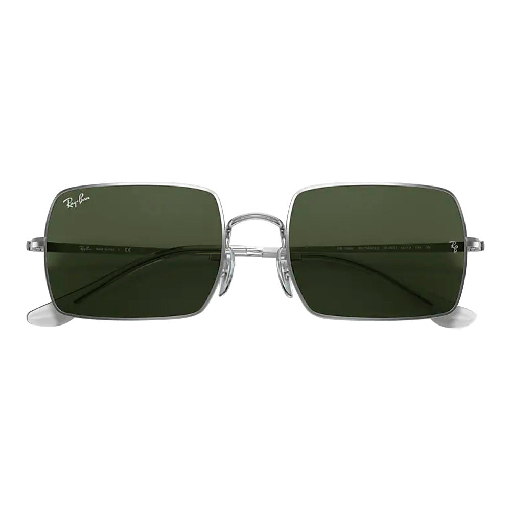 Ray-Ban RB1969-91493154 RB1969 Rectangle 1969 Sunglasses Silver Frames with G-15 Green
