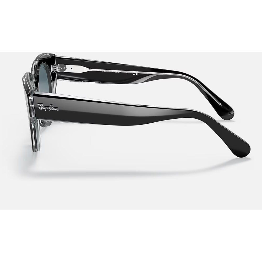 Ray-Ban RB2192-12943M-47 Women's RB2192 Roundabout Round Sunglasses, Black On Transparent