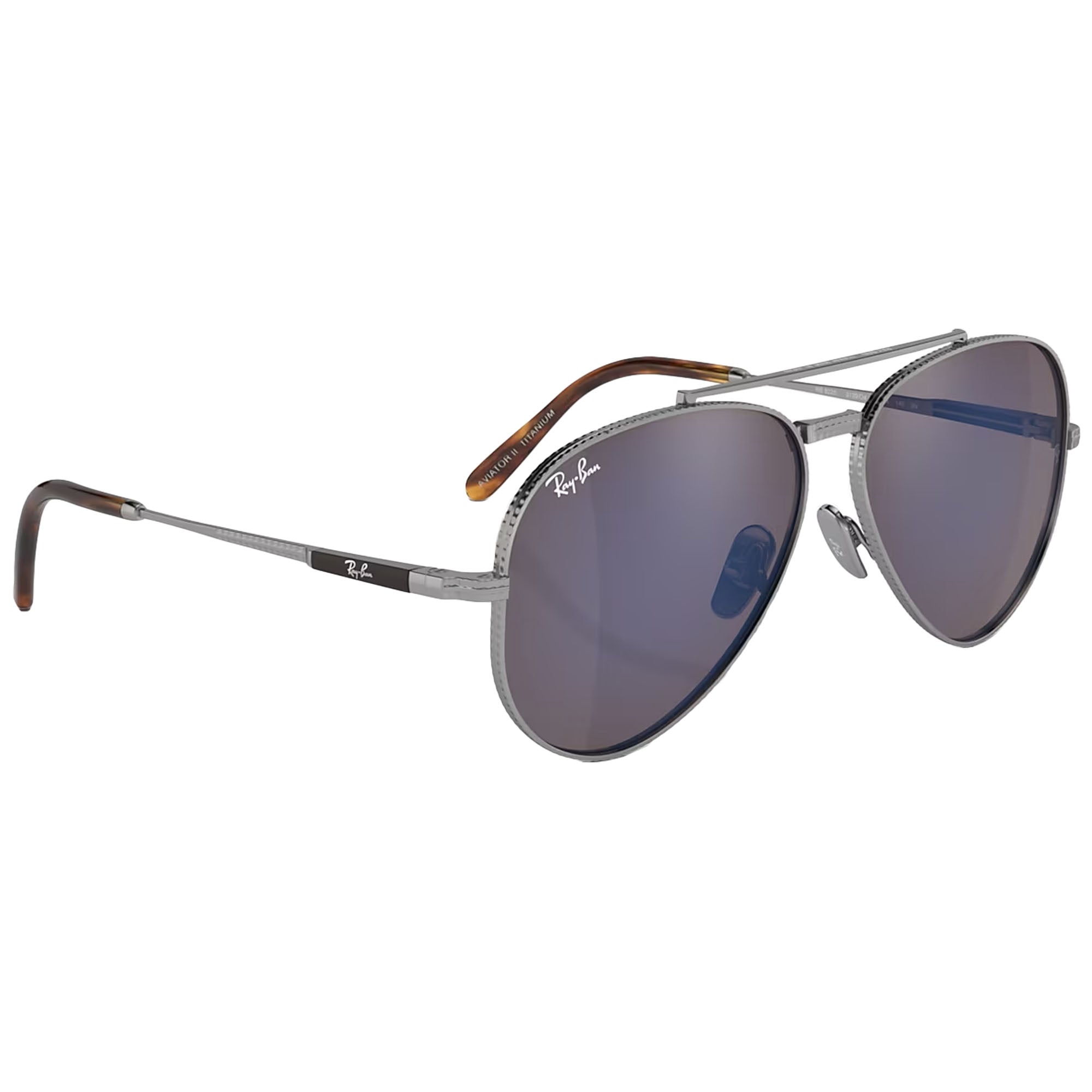 Ray-Ban RB8225-3139O4-58 RB8225 Aviator Titanium Pilot Sunglasses, Silver Grey Mirrored