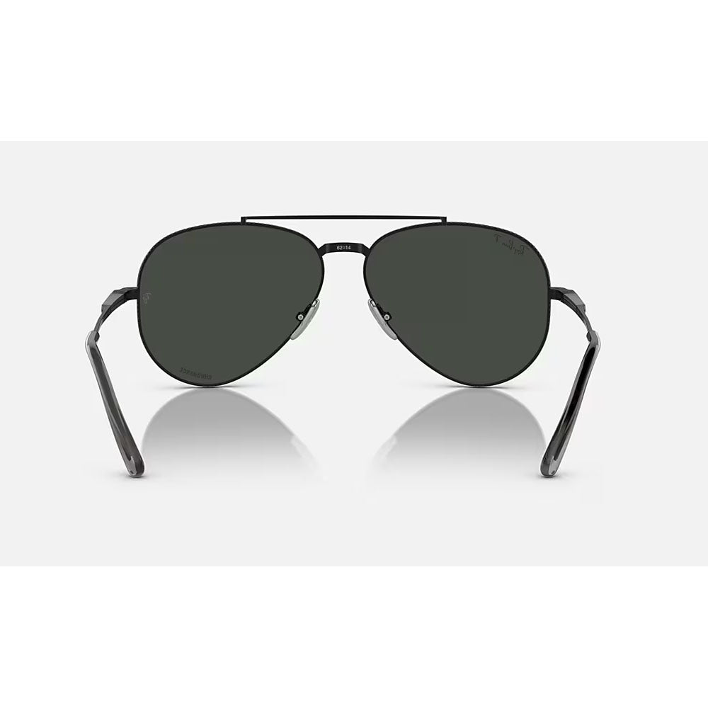 Ray-Ban RB8225-3141K8-58 RB8225 Aviator Titanium Sunglasses, Black Polarized Dark Grey, 58
