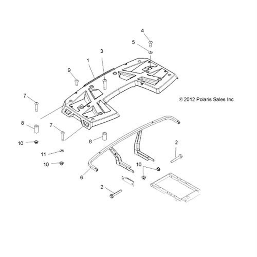 Polaris 1014668-067 Gloss Black Rear Rack Support Sportsman Hawkeye 800 500 550