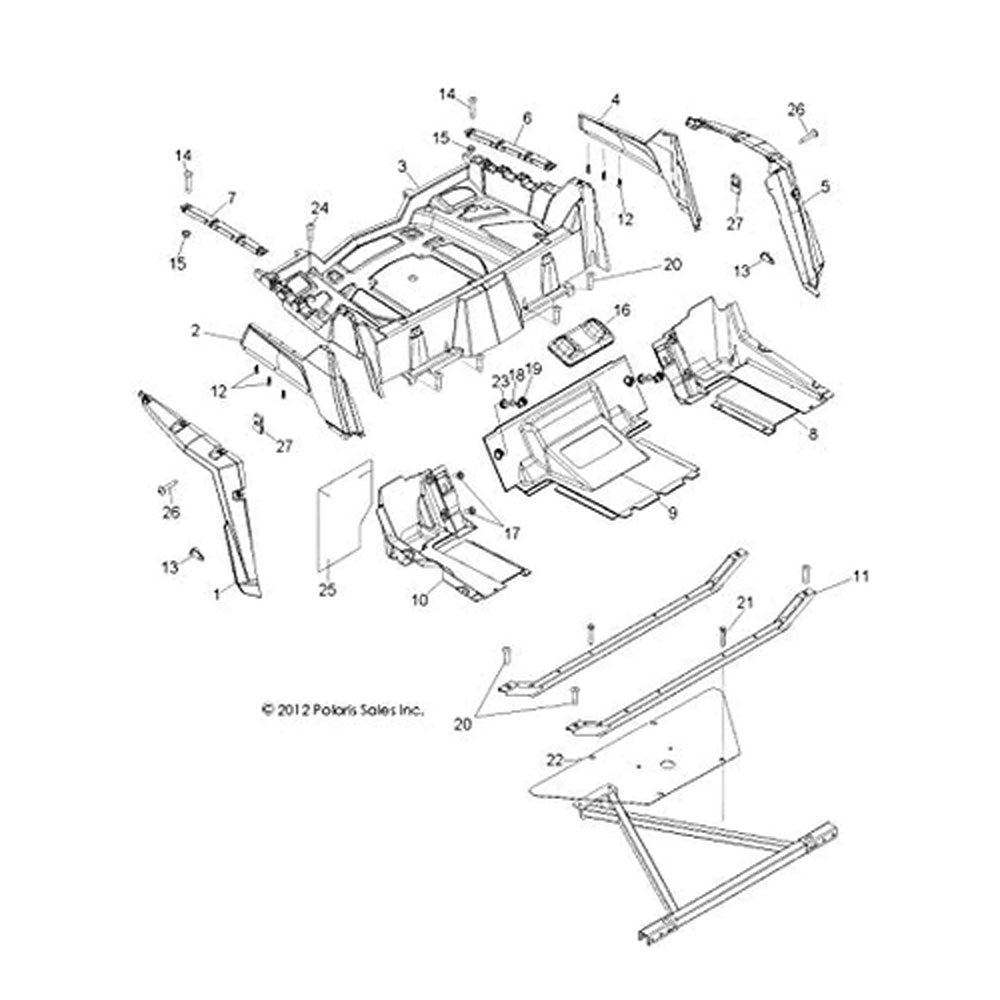 Polaris 1015565-329 Black E-Coat Rear Rack Support RZR XC 800 XC S 4