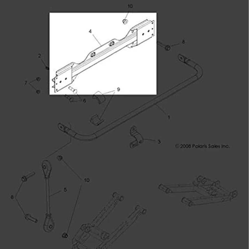 Polaris 1016489-329 Black E-Coat Rear LT Sway Bar Bracket RZR 800 S 4 2011-2014