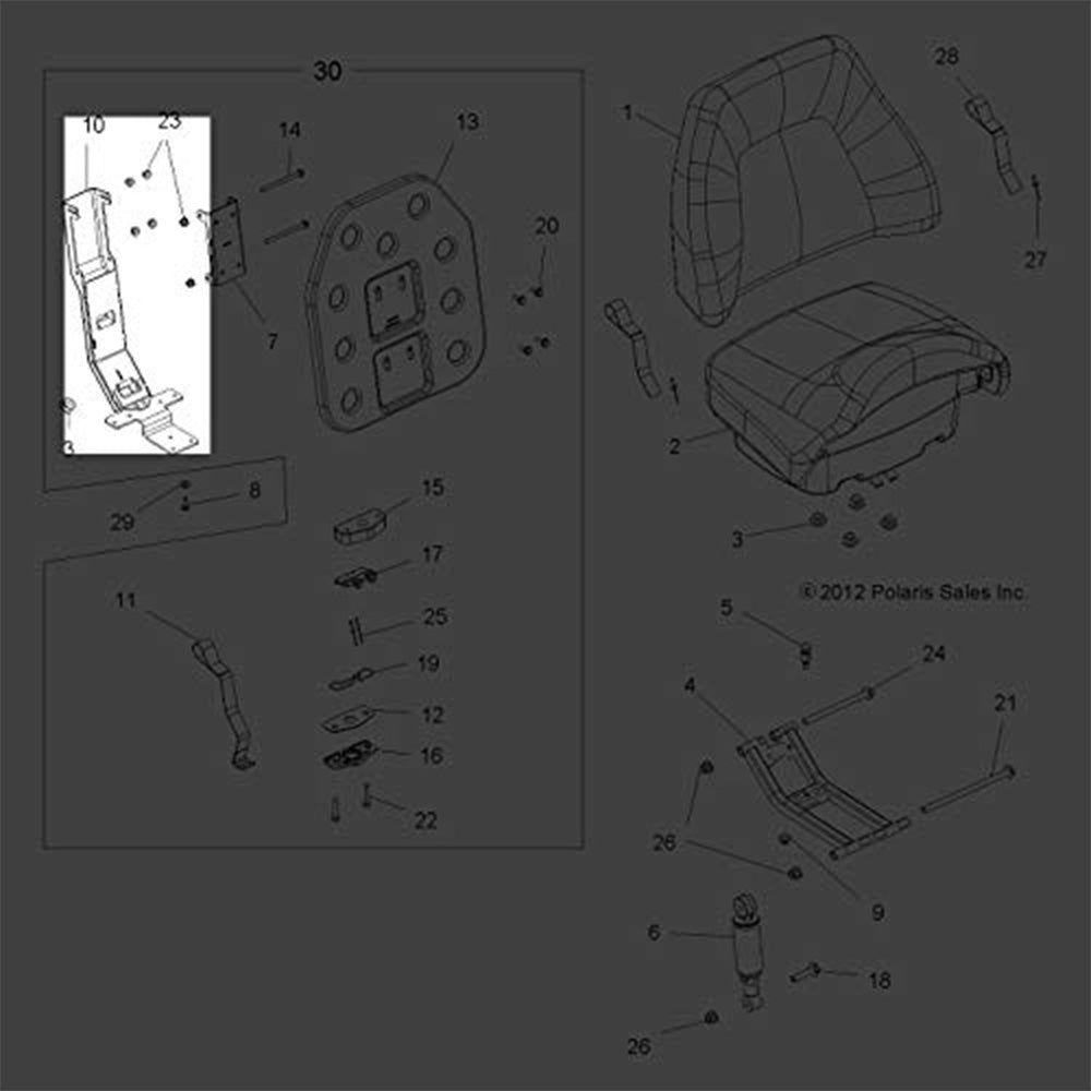Polaris 1017011-067 Gloss Black Seat Back Support Sportsman 850 550 2010-2014