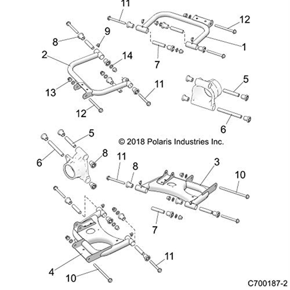 Polaris 1018123-458 Matte Black Rear Right Upper Control Arm RZR ACE 900 570 500