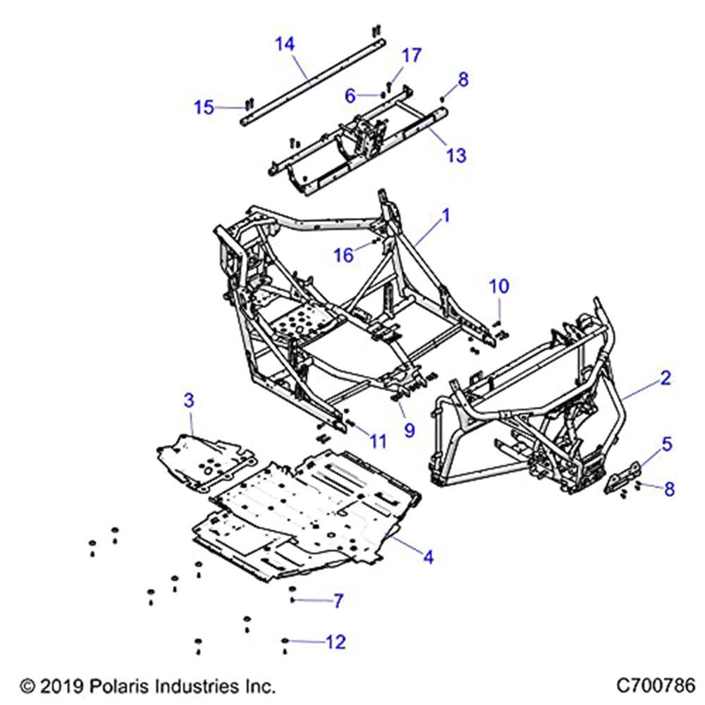 Polaris 1022891-329 Black Top Frame Tube General 1000 XP 4 2017-2025