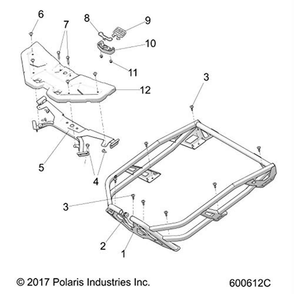 Polaris 1023017-067 Gloss Black Cargo Rack XC Titan 800 XC SP 2019-2025