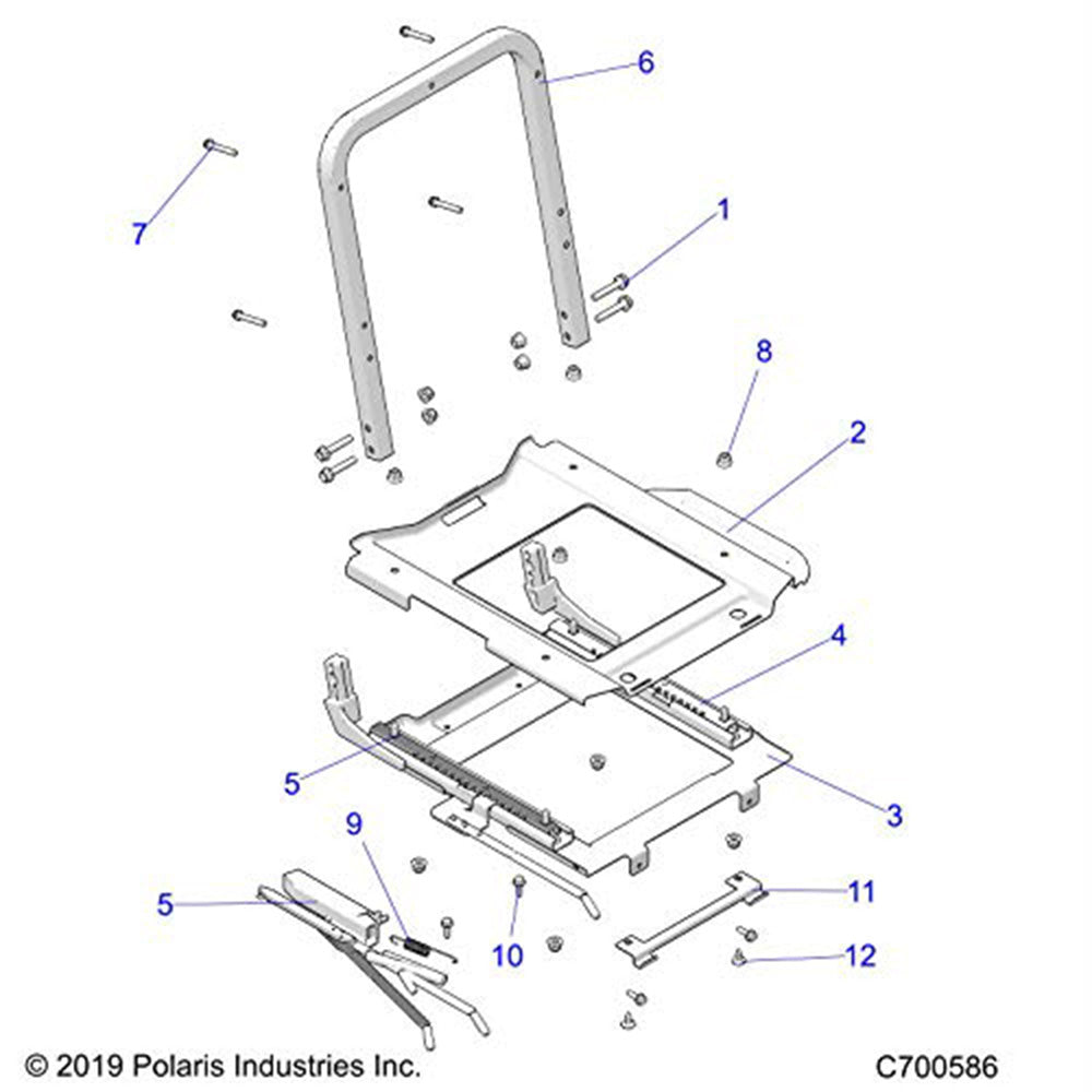 Polaris 1023808-458 Matte Black Top Seat Slide Ranger Trail Boss 1000 XP Crew