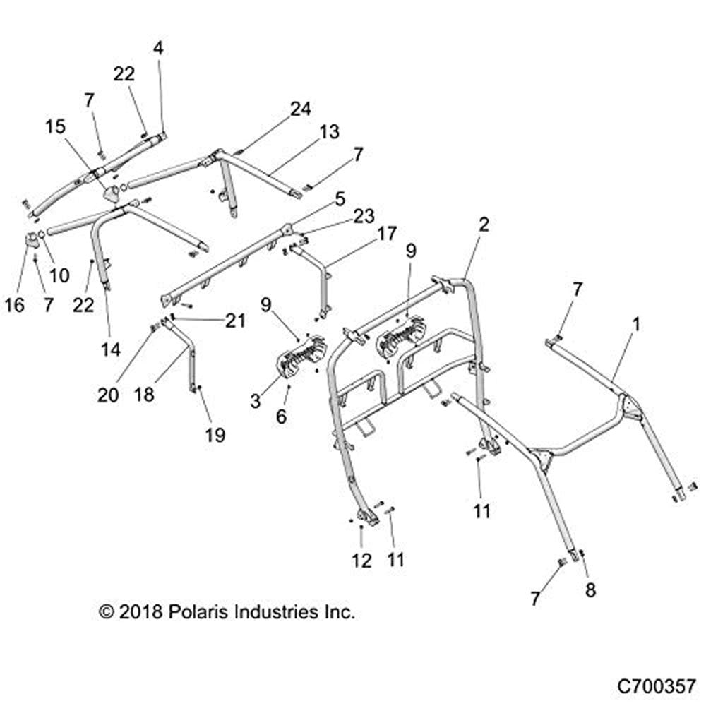 Polaris 1024895-458 Matte Black Rear Right Hand ROPS RZR XP Turbo S 4