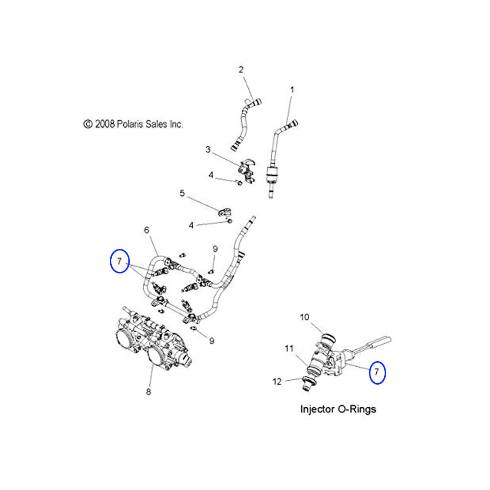 Polaris 2203575-053 Yellow '08 800 SDI Injector Kit Switchback RMK IQ 800 SP