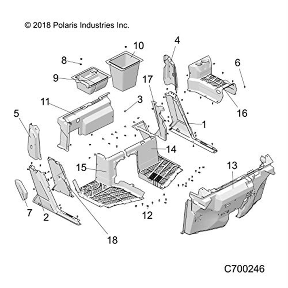 Polaris 2208526 Black Center Underseat Storage Kit Ranger Trail Boss 1000 XP