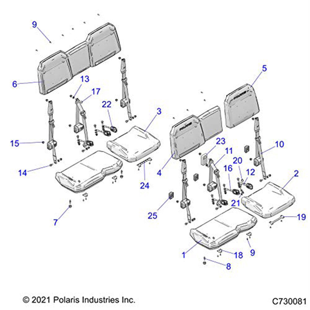 Polaris 2689501 Black/Black Full Seat Bottom Ranger 1000 XP Crew 2020-2024