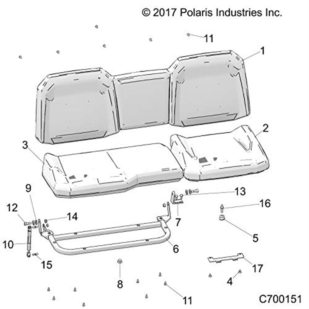 Polaris 2689639 Black/Titanium Seat Bottom Ranger Trail Boss 1000 XP Crew