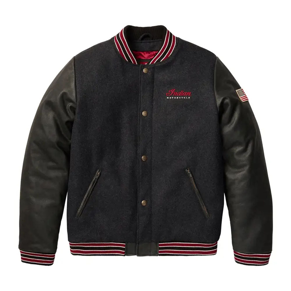 Indian Motorcycle Polaris Mens Varsity 2 Jacket Grey/Silver Mens