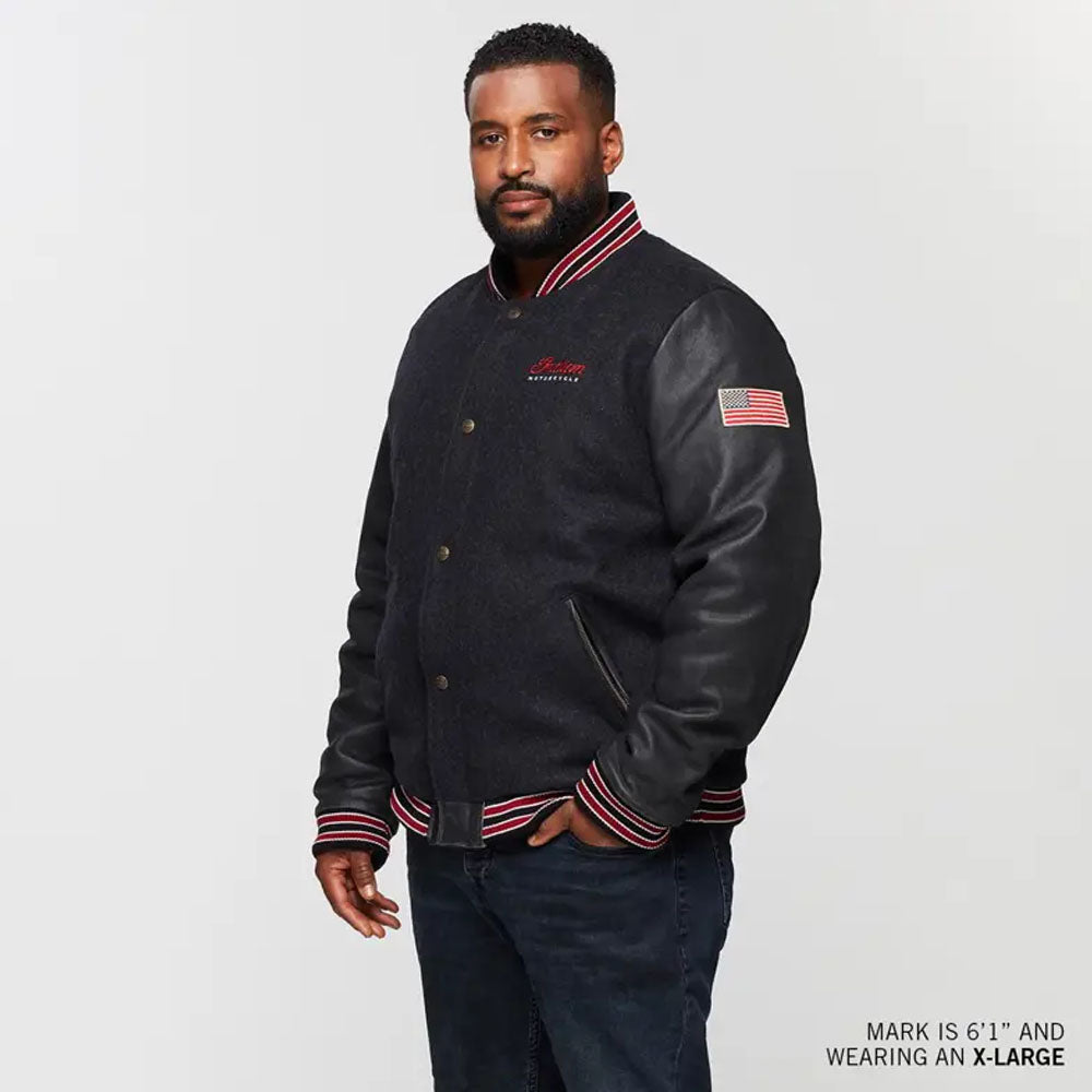 Indian Motorcycle Mens Varsity 2 Jacket Gray/Silver