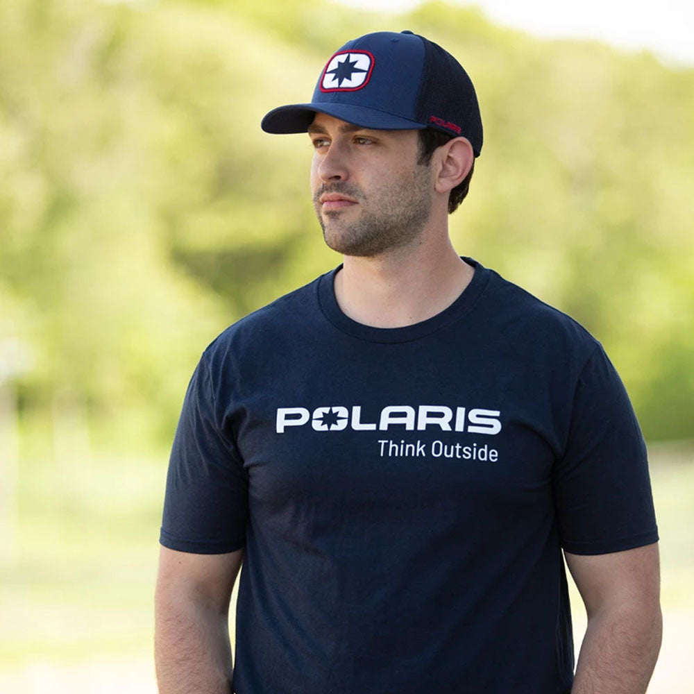 Polaris 2833499 Navy Red Eclipse Patch Trucker Hat Baseball Cap Snapback Breathable - One