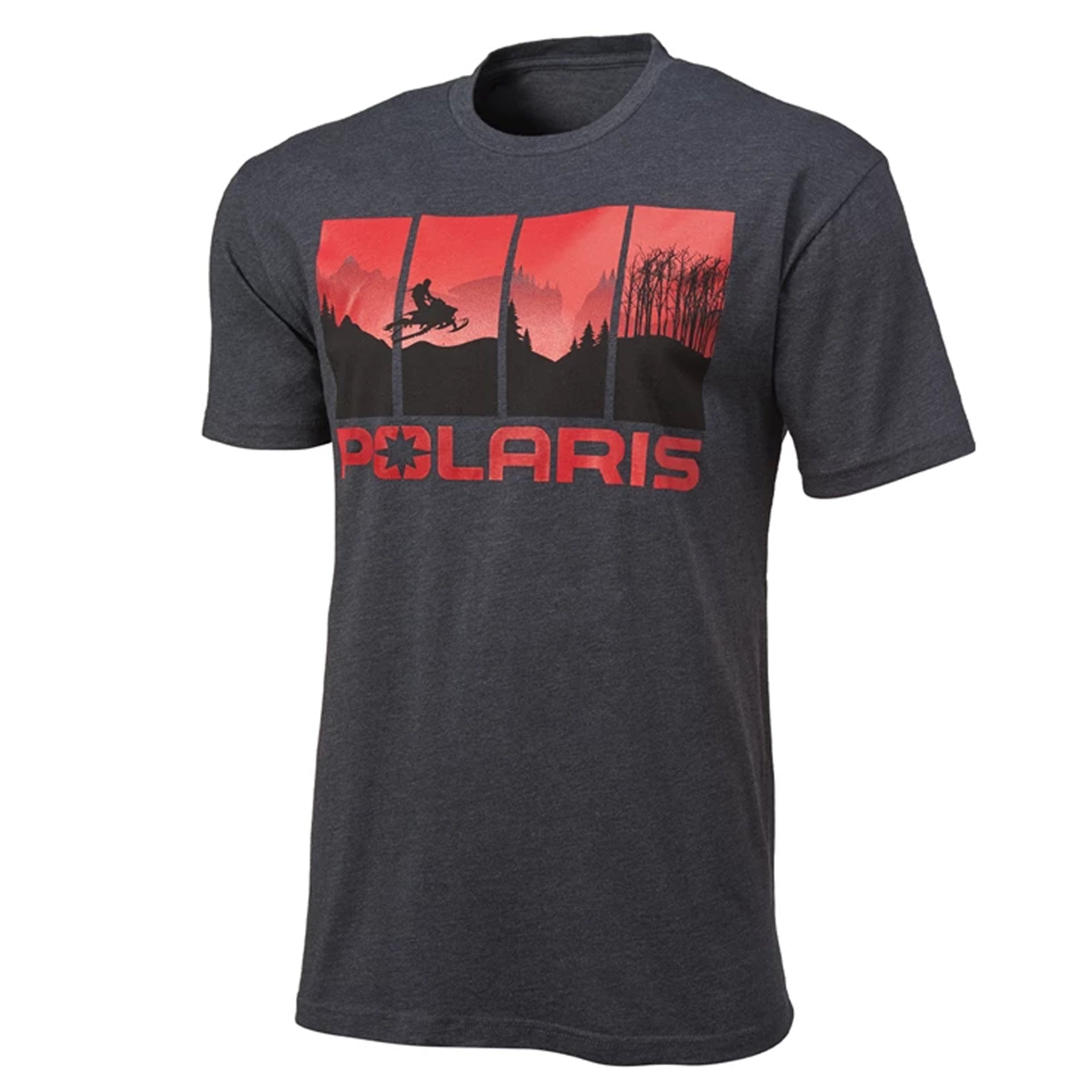 Polaris Snow 4-Scene Short Sleeve T-Shirt Grey/Red Mens