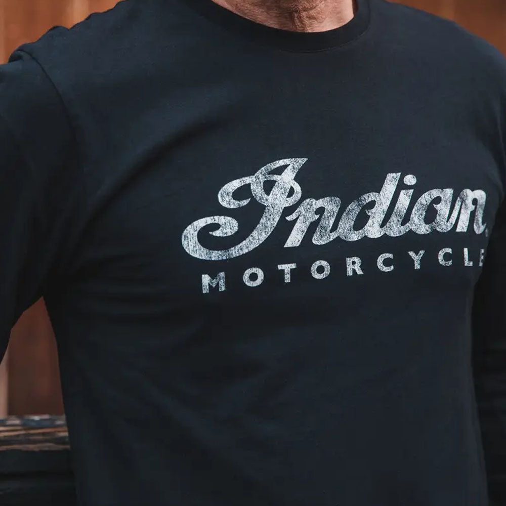 Indian Motorcycle Mens Long Sleeve Script Logo T-Shirt