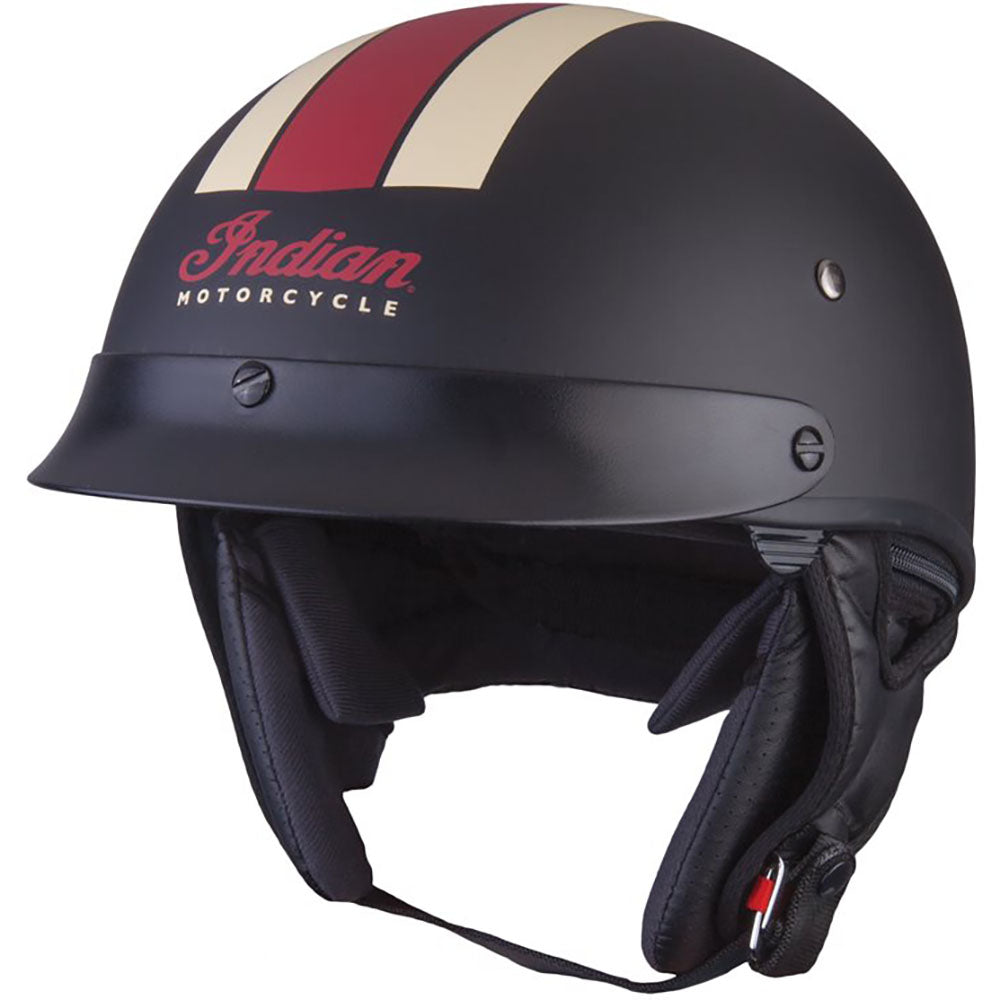 Polaris Indian Half Helmet w/Retro Racing Stripe Wind Protection