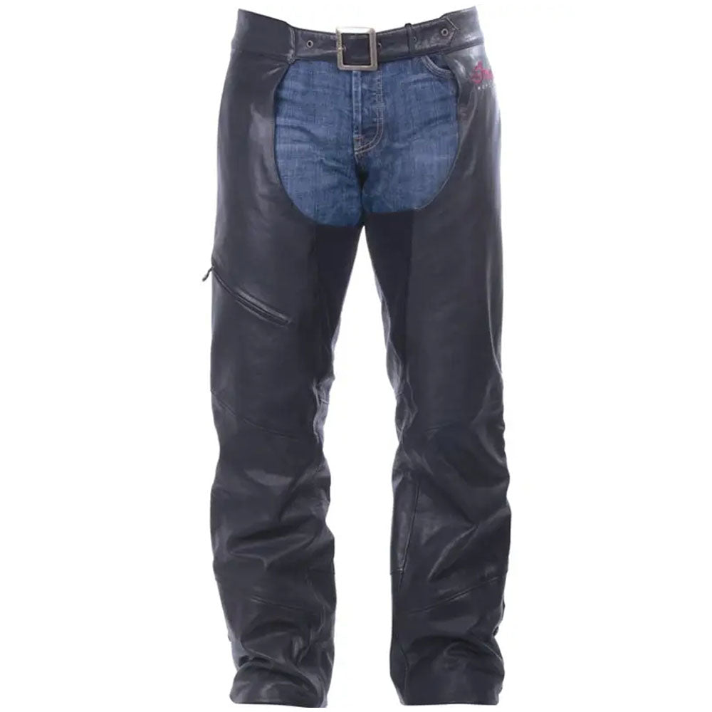 Indian Motorcycle Polaris Mens Traditional Leather Chaps Black Mens