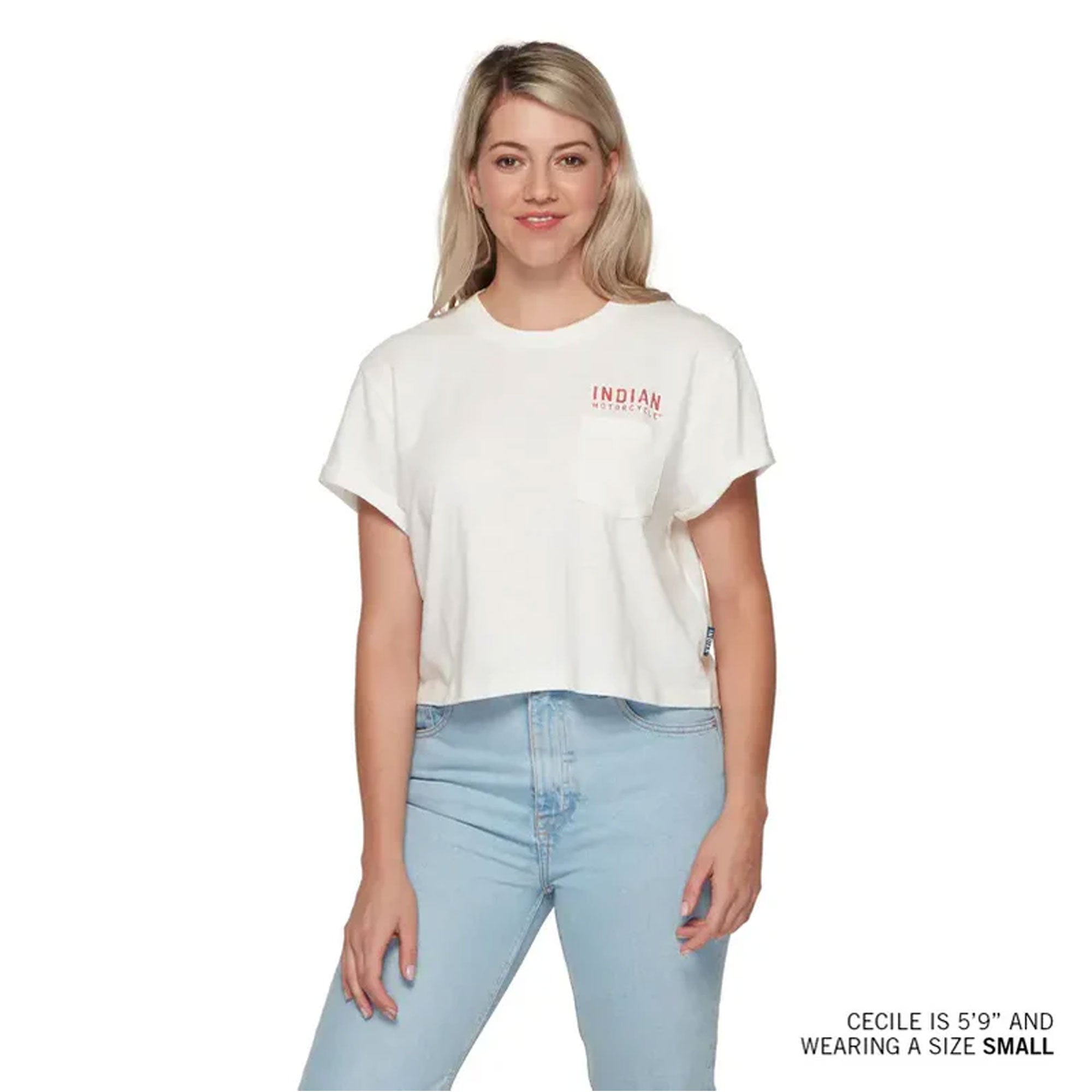 Indian Motorcycle Cropped Legendary Pocket T-Shirt White