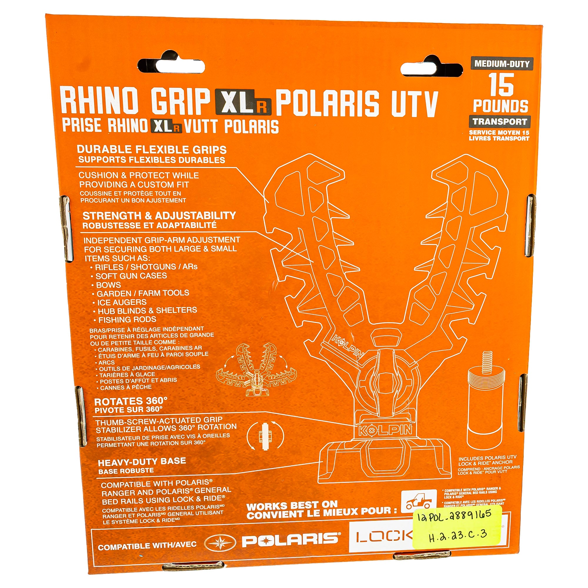 Polaris 2889165 Lock & Ride XL Rhino Grips by Kolpin Secure Cargo Xpedition Genuine OEM