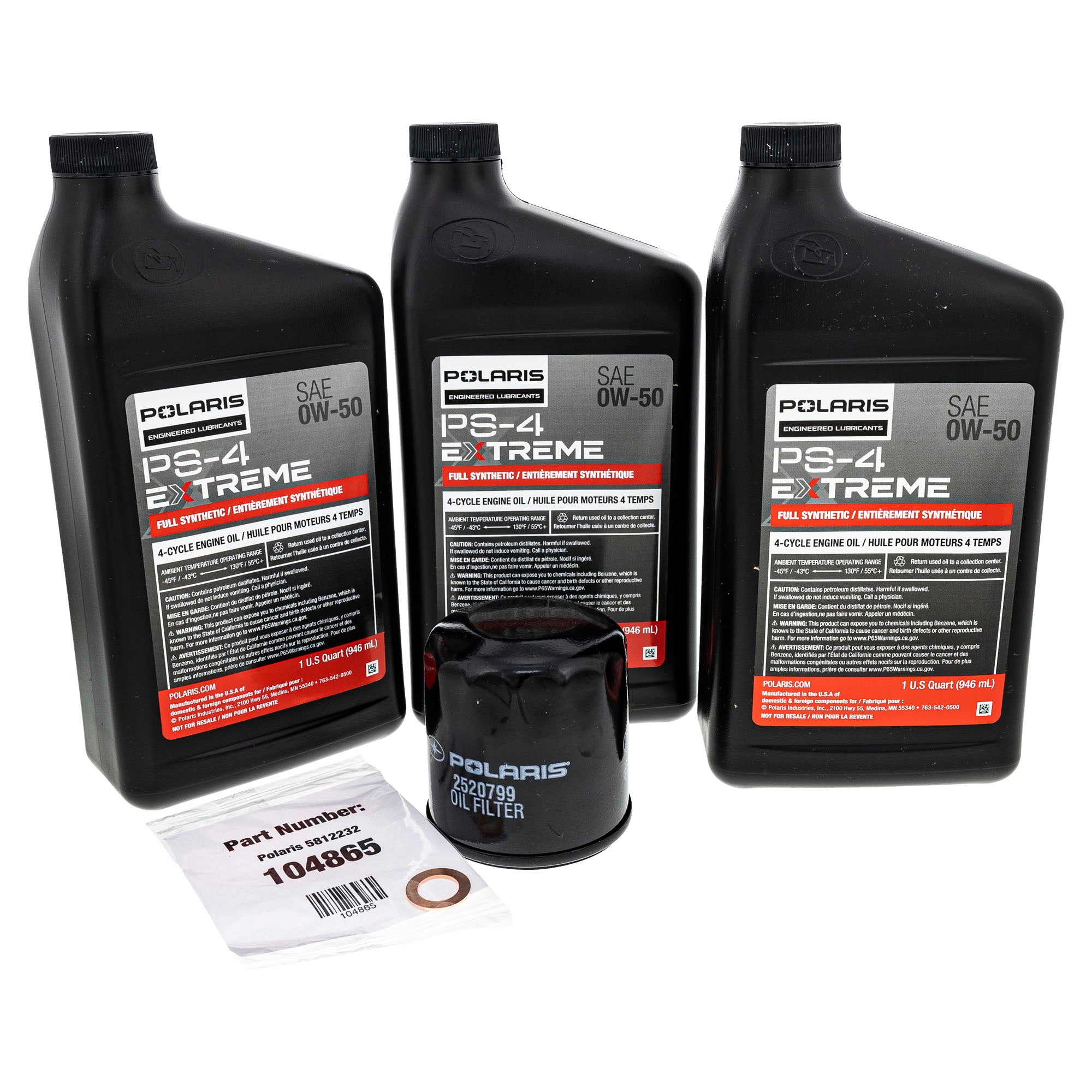 Polaris 2890058 PS-4 Extreme Full Synethic Oil Change Kit 0W-50 RZR XP Turbo