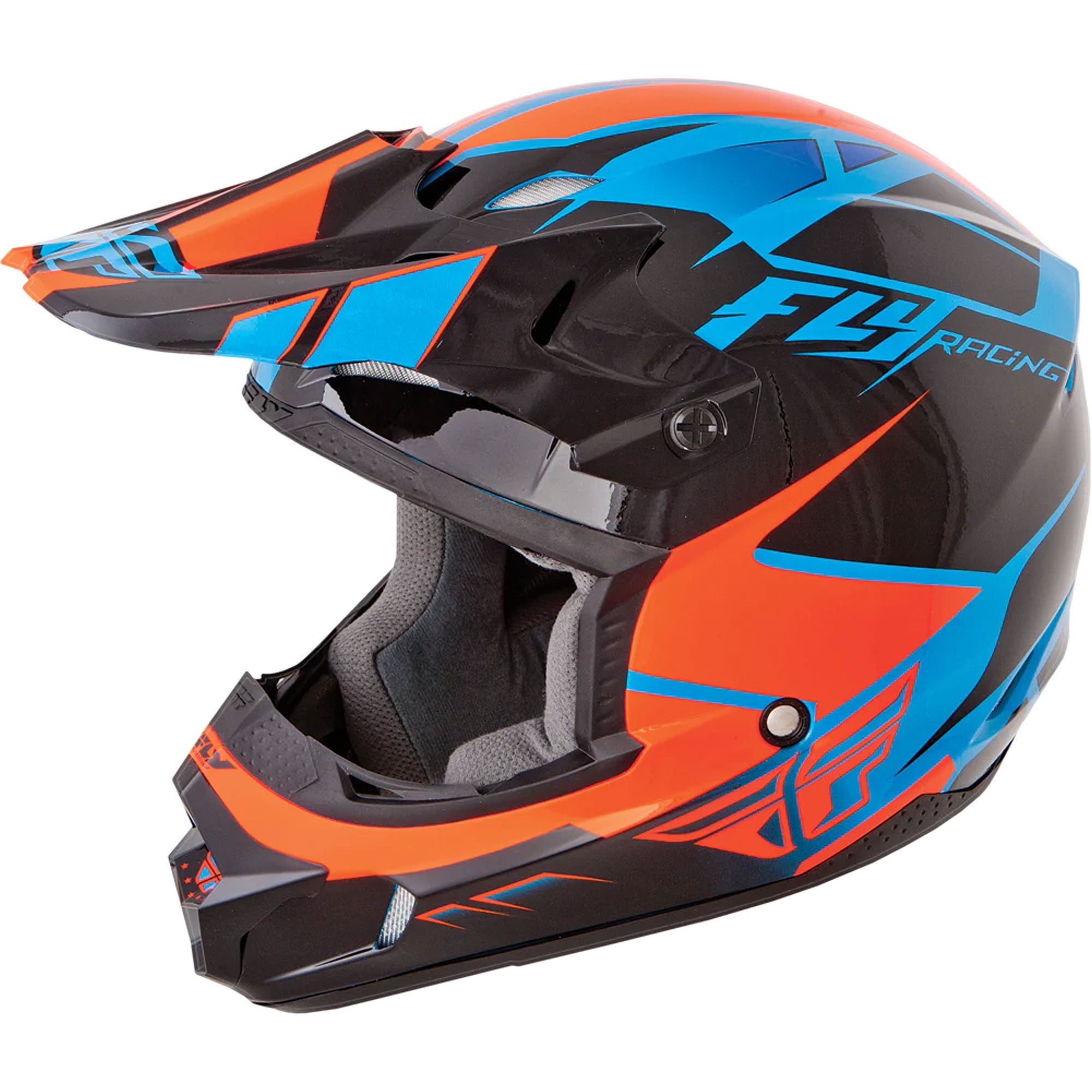 Fly Racing Youth Kinetic Burnish Helmet EPS Liner Lightweight Blue Black Hi-Vis