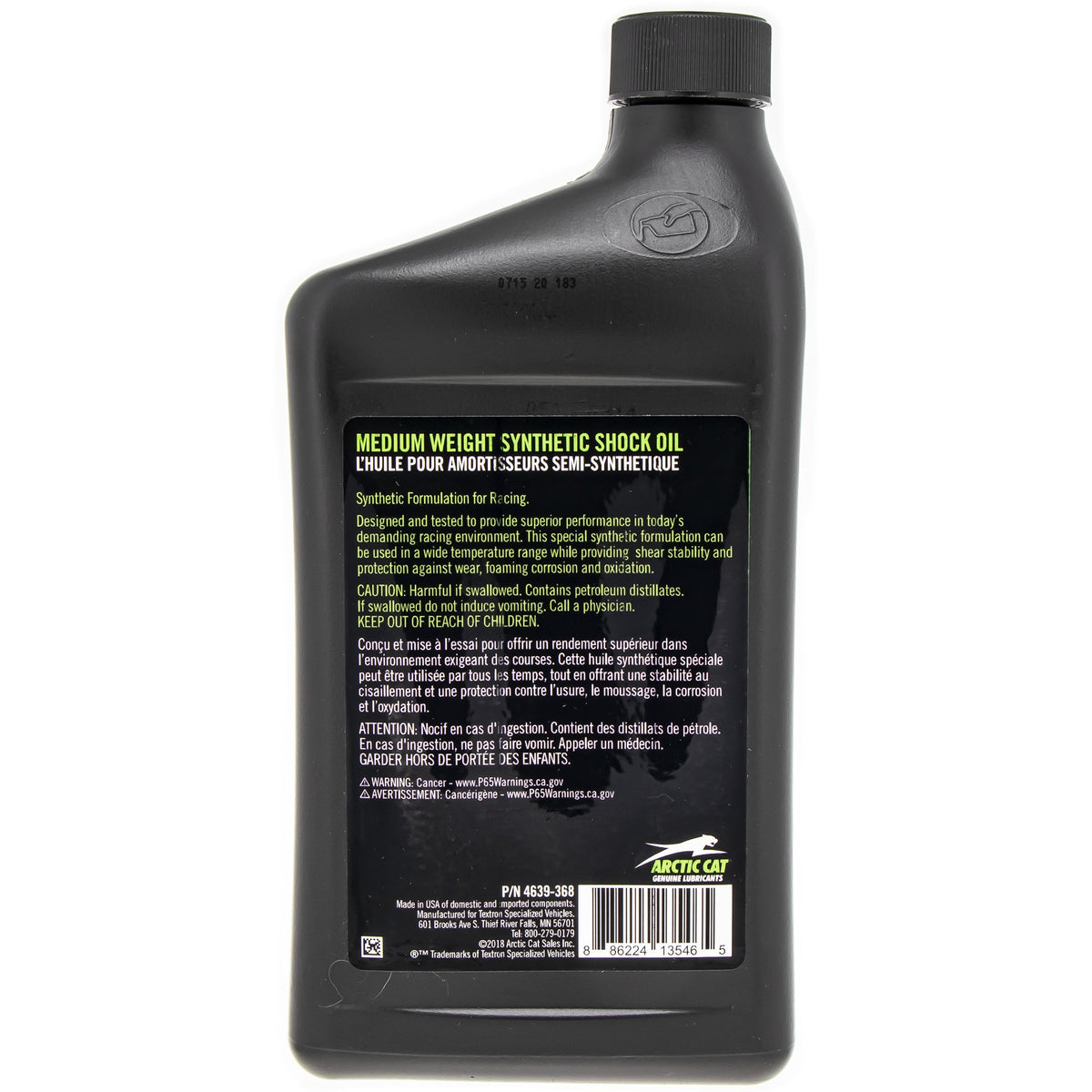 Arctic Cat Shock Full Synthetic Oil 1 Quart 4639-368 additional view