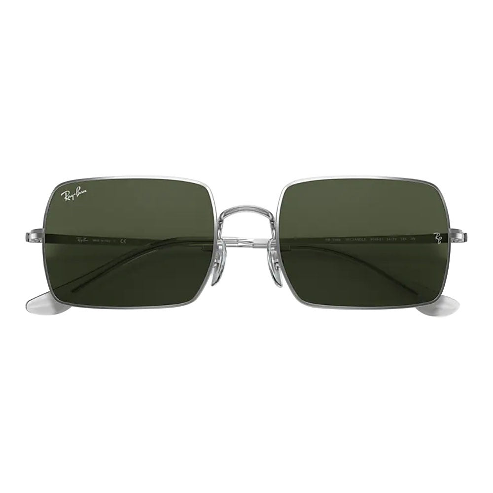 Ray-Ban RB1969-91493154 RB1969 Rectangle 1969 Sunglasses Silver Frames with G-15 Green