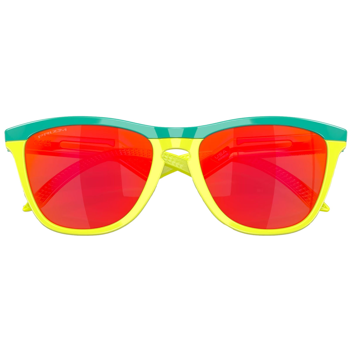 Oakley OO9289-0255 Frogskins Hybrid Prizm Ruby Lenses Celeste Tennis Ball Yellow Frame