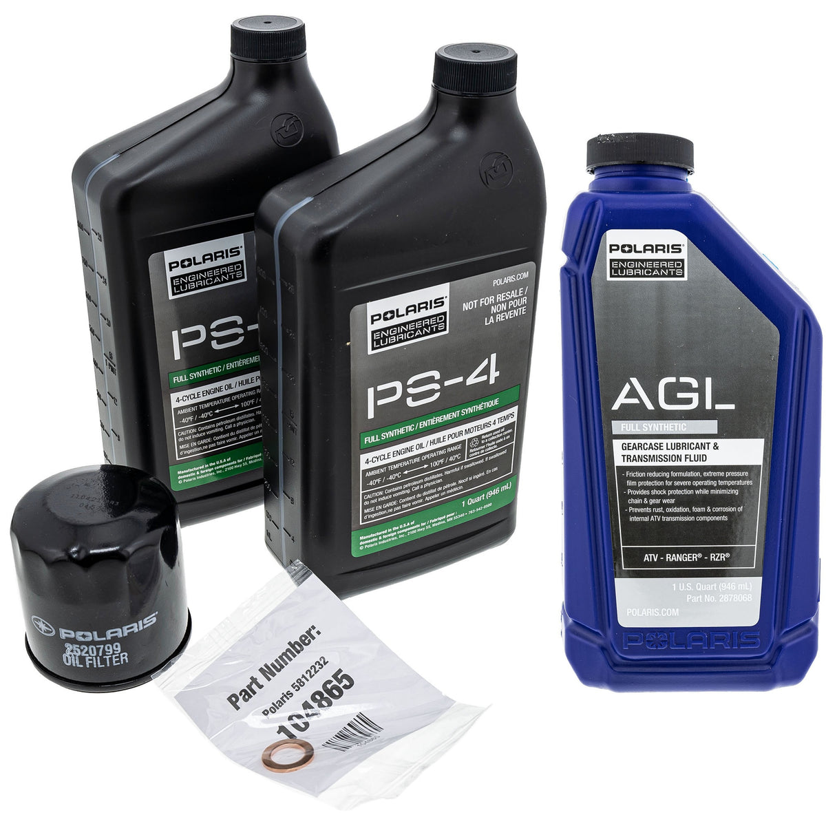 Polaris 2 Quart PS-4 5W-50 Oil & AGL Transmission Fluid Service Kit FKFSK20071