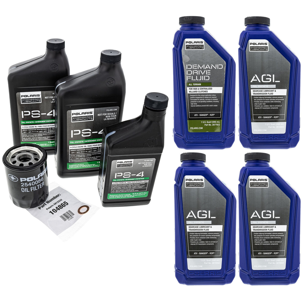 Polaris 2.5 Quarts PS-4 Oil & Drivetrain Fluid Service Kit FKFSK20099