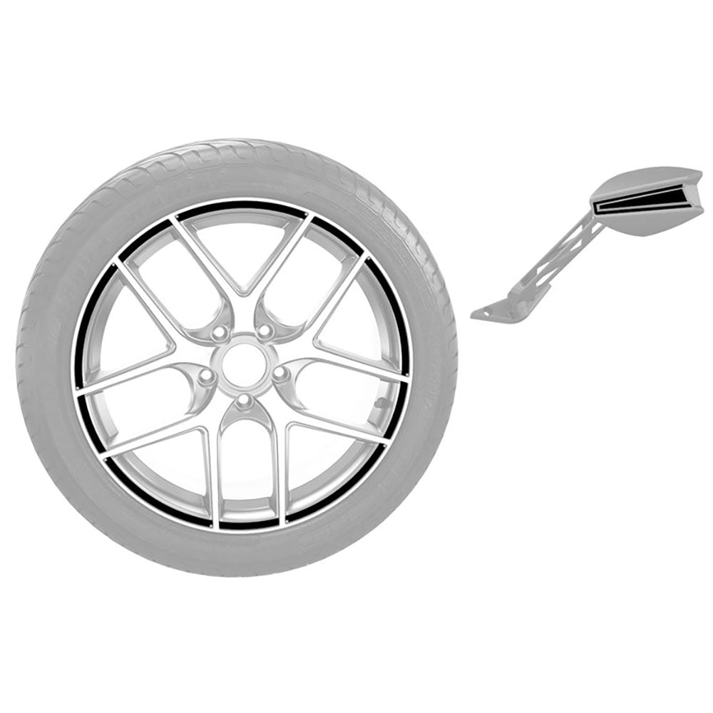 Polaris Slingshot 2881817-266 Gloss Black Rim Mirror Accent Decal Kit Slingshot