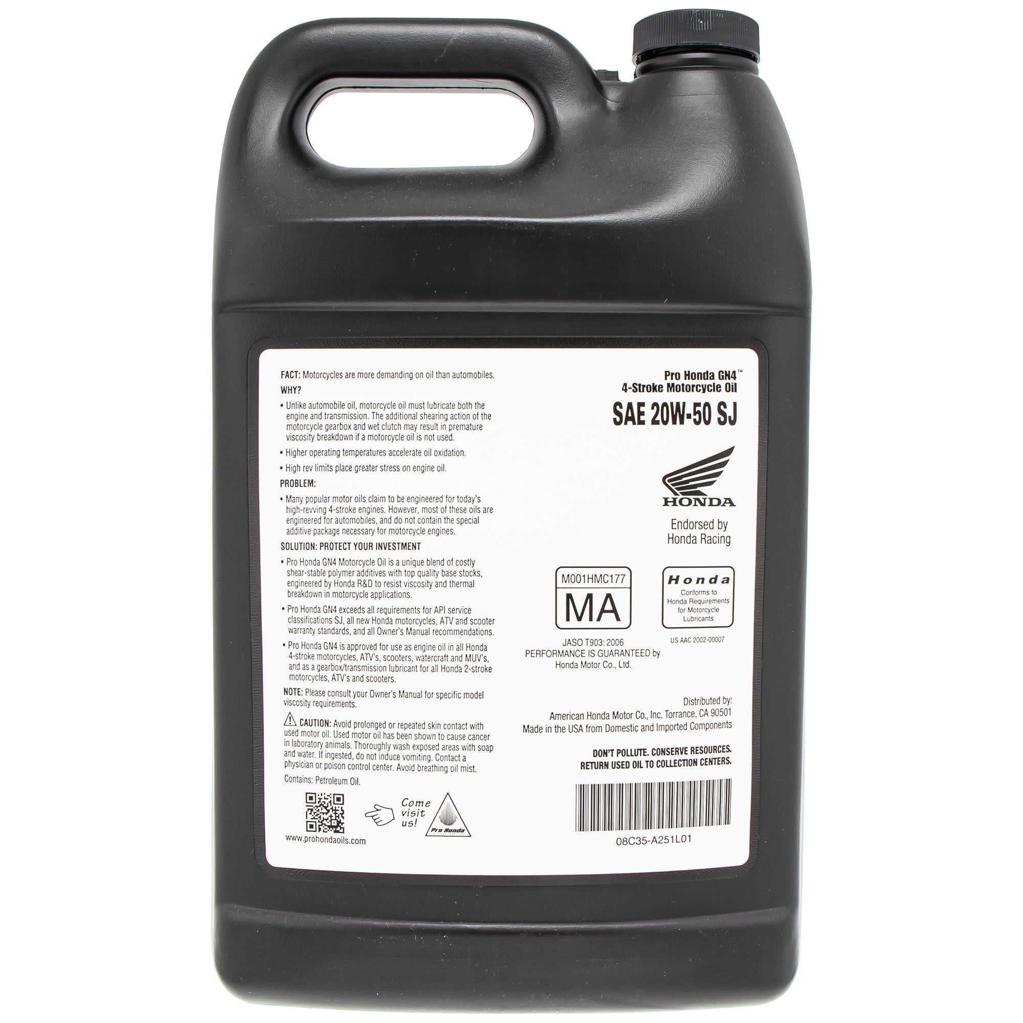 Honda 4-Stroke Engine Oil 20W50 1 Gal 08C35-A251L01