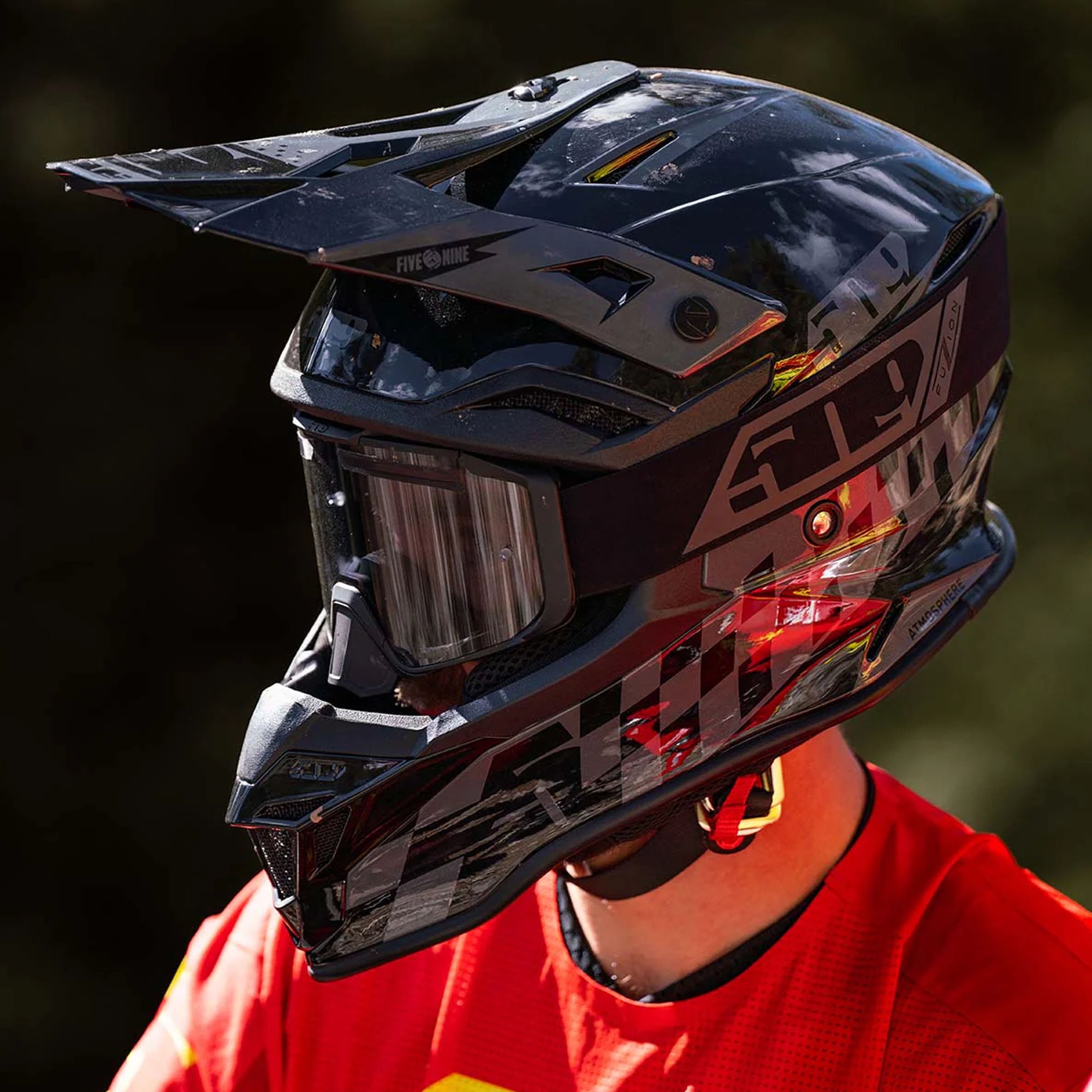 509  Atmosphere Offroad Helmet Double D-Ring Closure Vented DOT ECE Speedsta Stealth FMVSS