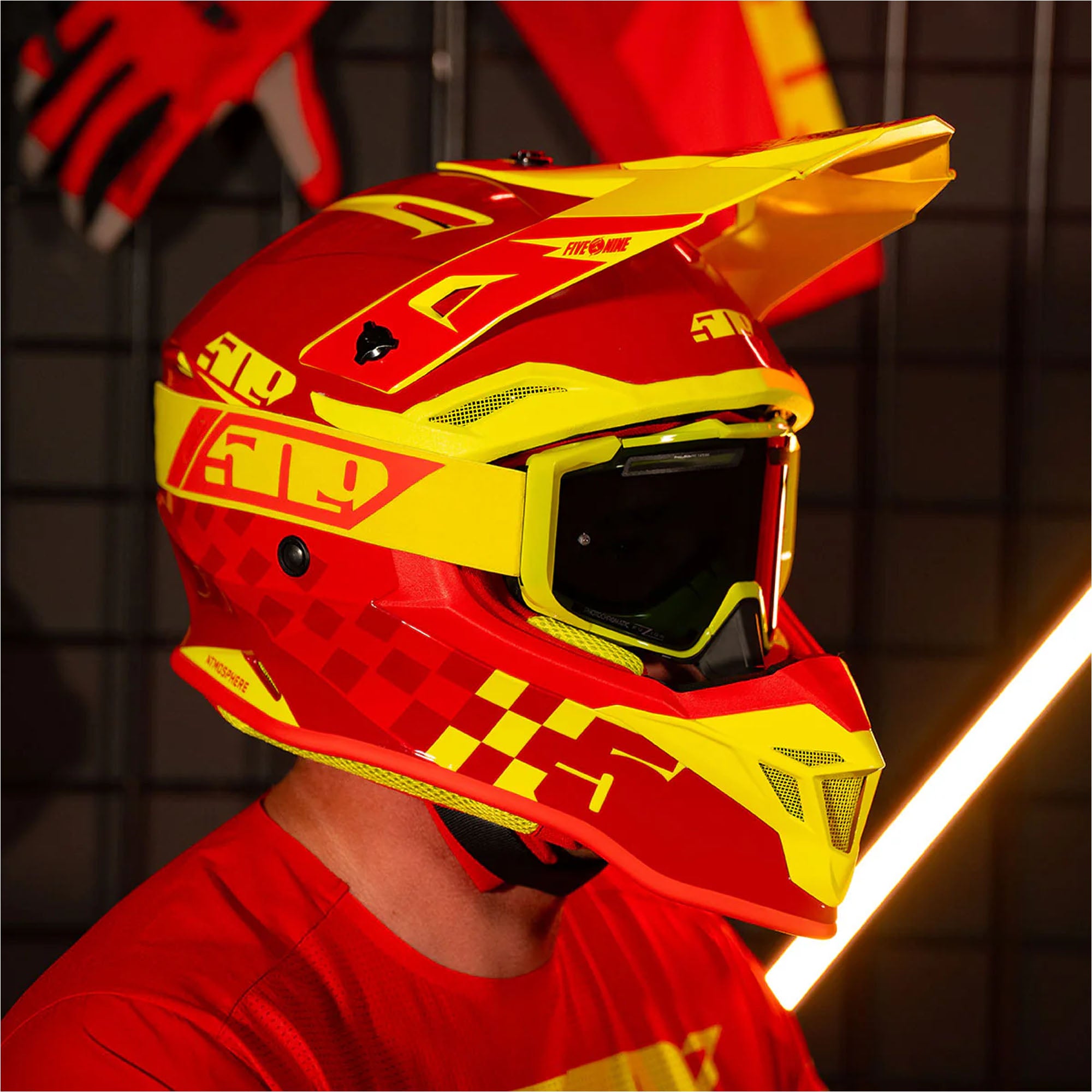 509  Atmosphere Offroad Helmet Double D-Ring Closure Vented DOT ECE Roosta Red FMVSS 218