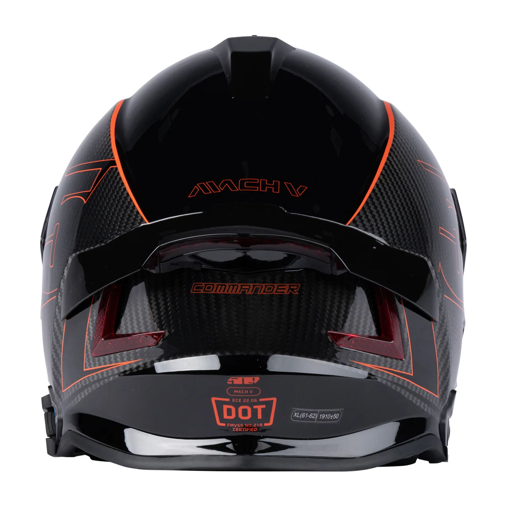509  Mach V Carbon Commander Helmet Cardo Fidlock Venturi Venting Orange FMVSS 218
